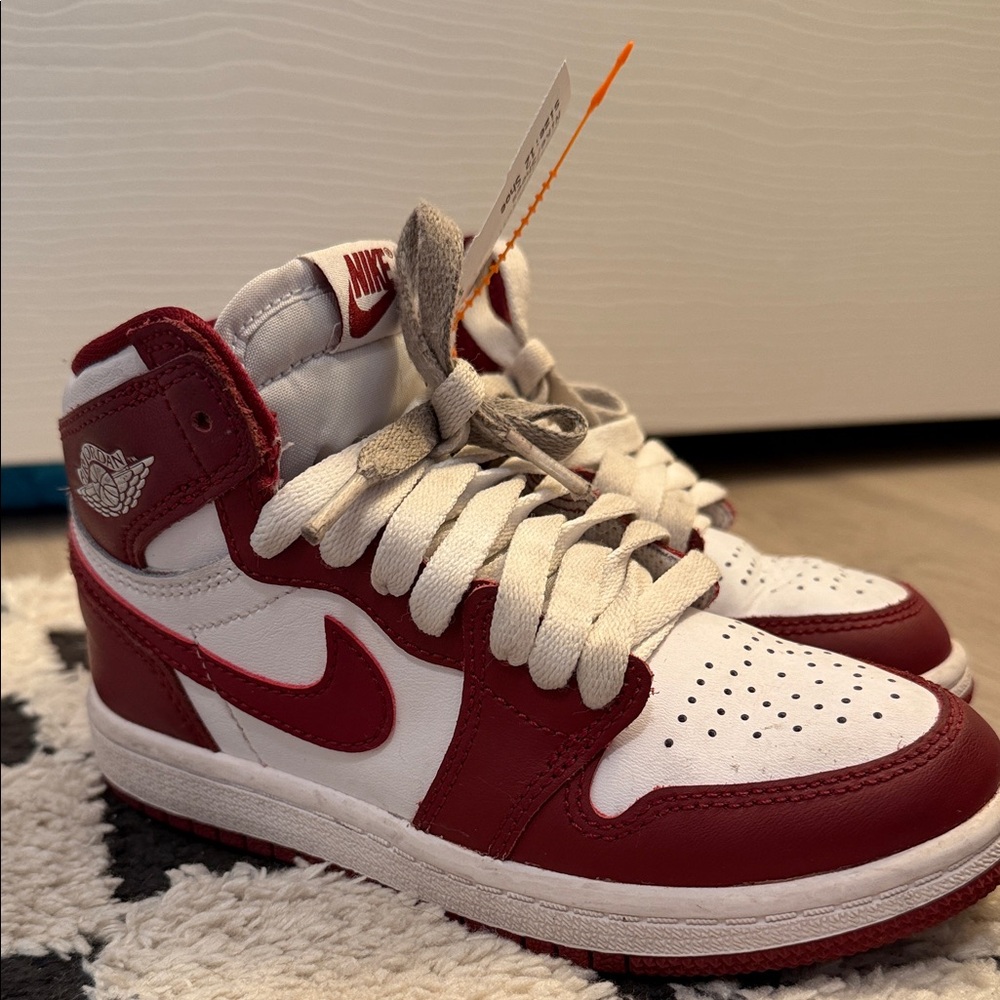 Nike Kids Red and White High-Top Sneakers 12c